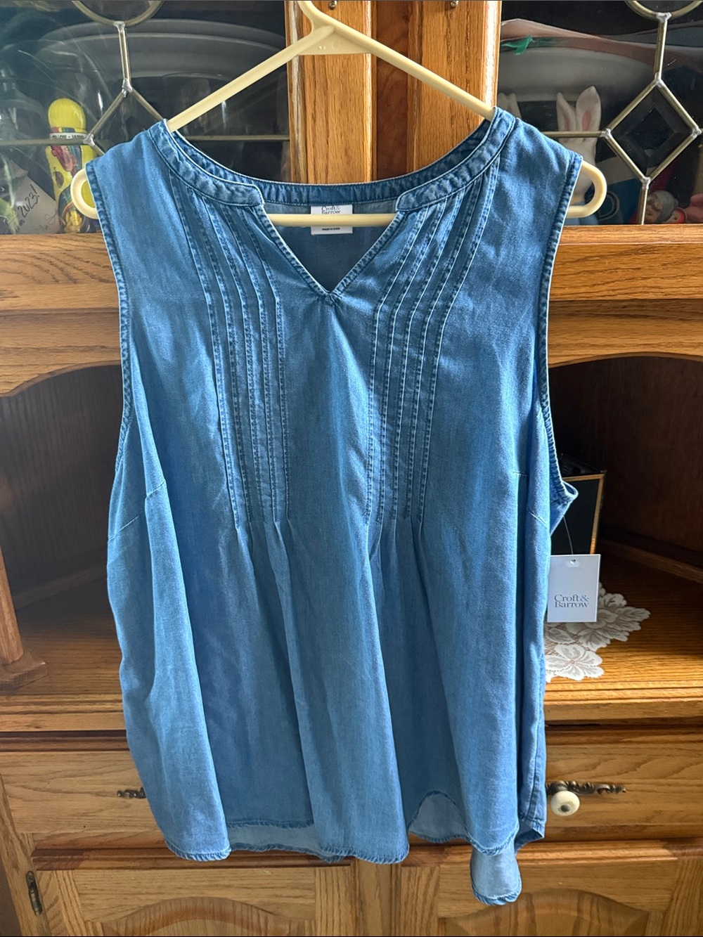croft and barrow
 Lightweight Denim Sleeveless Tunic Top  XXL brand new with tag